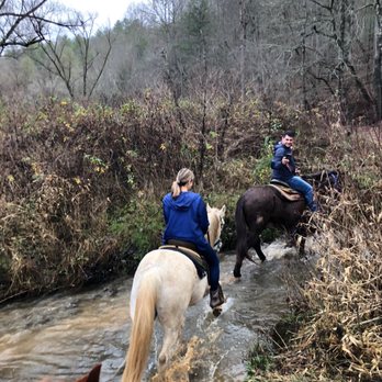 Appalachian Trail Rides - Riding through a river. - Horseback Riding Near Me - Mineral Bluff, Georgia