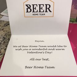Beer Home Team - Thank you for the Valentines card