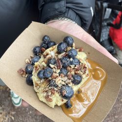 The Walking Waffle - Gluten free waffle with pecans, blueberries, cookie butter