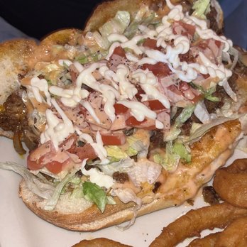 Vortex Bar & Grill - Chopped cheese. With onion rings - American Near Me - Atlanta, Georgia Vortex Bar & Grill - Chopped cheese. With onion rings - American Near Me - Atlanta, Georgia