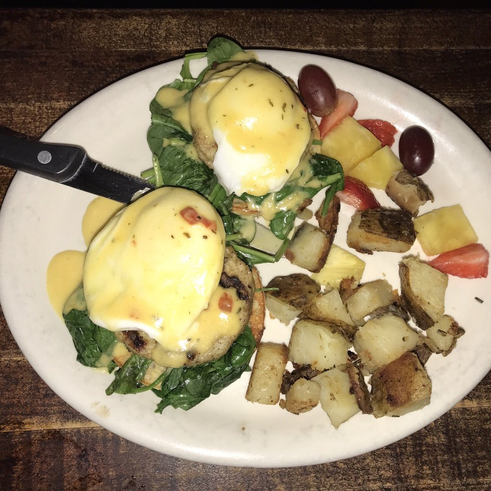 Pinky's - Best damn Benedict w sausage English muffin spinach poached eggs and tomato thyme hollandaise at Pinkys Breakfast Diner, South Tampa - Coffee & Tea Near Me - Tampa, Florida Pinky's - Best damn Benedict w sausage English muffin spinach poached eggs and tomato thyme hollandaise at Pinkys Breakfast Diner, South Tampa - Coffee & Tea Near Me - Tampa, Florida