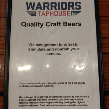 Warriors Taphouse - This is the first page of their Craft Beer Menu. Photo taken August 26, 2020. - Bars Near Me - Virginia Beach, Virginia Warriors Taphouse - This is the first page of their Craft Beer Menu. Photo taken August 26, 2020. - Bars Near Me - Virginia Beach, Virginia