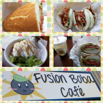 Fusion Boba Cafe - Veggie sandwich on dutch crunch...chicken buns...taro snow dessert...lychee green tea&sandwich again :-) - Coffee & Tea Near Me - Stockton, California