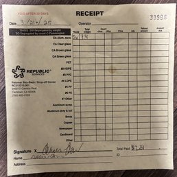 03/21/25 Receipt - PAID $2.31 for 50 cans
