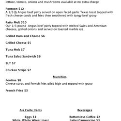 Balsam Lake Cafe - Lunch, Beverage and Ala Carte Menu