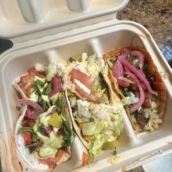 Taco Empreso - Butter Chicken, El Mako, & Birria De Res (left to right) - Tacos Near Me - Edison, New Jersey