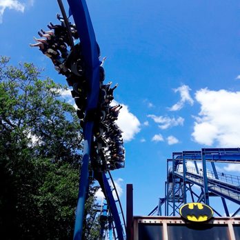 Batman: The Ride - A nicely-timed photo (wooo!) shows an inverted train of 32 riders flying through the zero G roll. #instagramworthy - Amusement Parks Near Me - Austell, Georgia