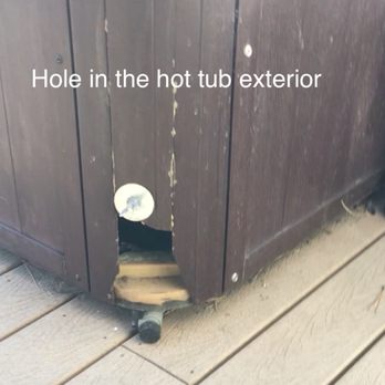 Big Bear Vacations - hole in hot tub exterior - Vacation Rentals Near Me - Big Bear Lake, California Big Bear Vacations - hole in hot tub exterior - Vacation Rentals Near Me - Big Bear Lake, California
