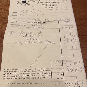 Jenny's Alterations - $83.35 and I have to correct 3 of the four alterations! - Sewing & Alterations Near Me - Lubbock, Texas