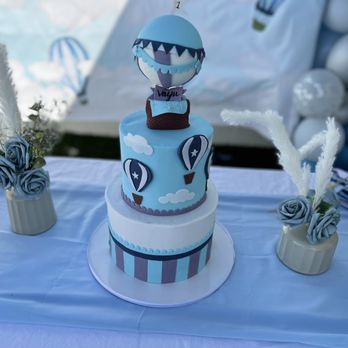 The Rolling Pin - a cake with a hot air balloon on top - Custom Cakes Near Me - San Jose, California