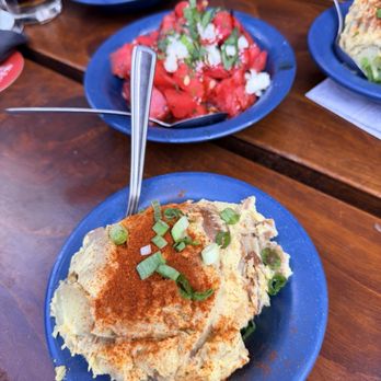 Comery Block Barbecue - Potato salad and watermelon salad - Barbeque Near Me - Calgary, Alberta Comery Block Barbecue - Potato salad and watermelon salad - Barbeque Near Me - Calgary, Alberta