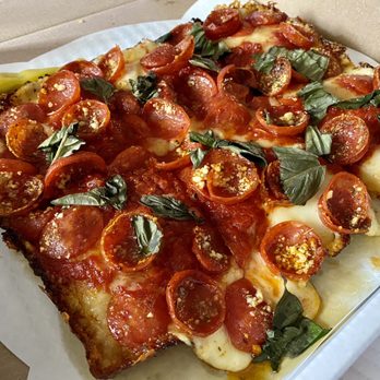 Ace's Pizza - Pepperoni / added basil / added hot honey. Delicious! - Pizza Near Me - New York, New York Ace's Pizza - Pepperoni / added basil / added hot honey. Delicious! - Pizza Near Me - New York, New York
