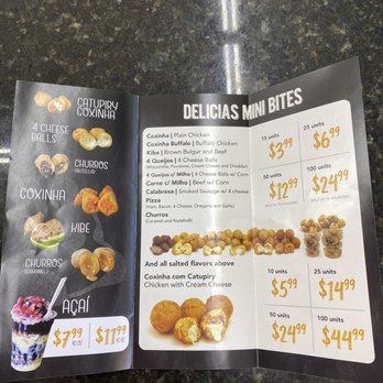 Mini Bite Factory - Menu - The menu flyer from Mini Bite Factory lists various mini snack items such as cheese balls, churros, and chicken options, with prices for different quantities ranging from 15 to 100 units. It features images of the snacks, including cheese balls, churros, and a drink with toppings. The flyer emphasizes salted flavors and includes prices for small, medium, and large orders, highlighting the business's focus on bite-sized savory and sweet snacks. - Fast Food Near Me - Dracut, Massachusetts