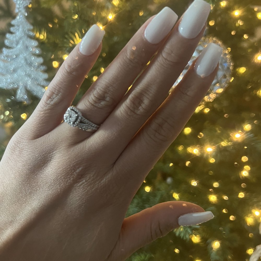 Nail It - Short semi-coffin full set. Soft white with white outline.. - Nail Salons Near Me - Hemet, California Nail It - Short semi-coffin full set. Soft white with white outline.. - Nail Salons Near Me - Hemet, California