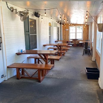 Brother Juniper's - a long row of picnic tables - Breakfast & Brunch Near Me - Memphis, Tennessee Brother Juniper's - a long row of picnic tables - Breakfast & Brunch Near Me - Memphis, Tennessee