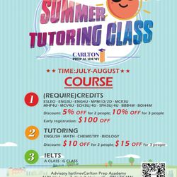 Carlton Prep Academy - We offer Credit Courses and Tutoring in Summer.
