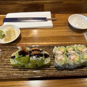 Ocean Code Handroll Bar - Shrimp Tempura Roll and California Roll on soy paper - Japanese Near Me - Carle Place, New York