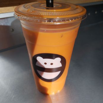Mini Monster Cafe - Thai tea, too sweet even though I ordered it to be less sweet. Unless you have a major sweet tooth I don't recommend it. - Bubble Tea Near Me - Anaheim, California