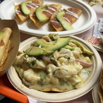 Playita Mariscos - Tacos dorados (shrimp) and Aguachile tostada (spicy) - Seafood Near Me - Los Angeles, California