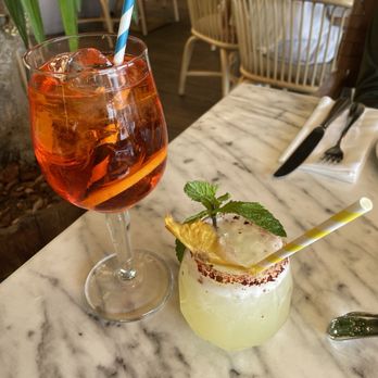Martinez - Aperol Spritz and Pineapple Mezcal Margarita - Seafood Near Me - Barcelona, B Martinez - Aperol Spritz and Pineapple Mezcal Margarita - Seafood Near Me - Barcelona, B