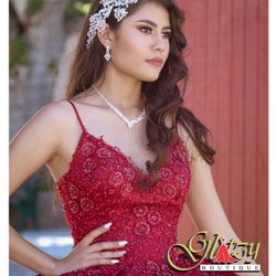 Glitzy Boutique - Burgundy Quinceanera Dress