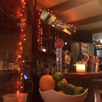 The Milton - The bar, and some Halloween (I assume) lighting - Irish Near Me - New York, New York