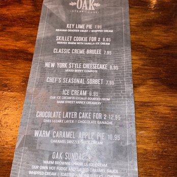 Three OAK Steakhouse - Dessert - Steakhouses Near Me - Easton, Pennsylvania Three OAK Steakhouse - Dessert - Steakhouses Near Me - Easton, Pennsylvania
