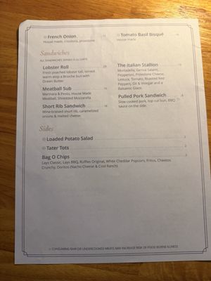Menu photo 1 Reserve Tavern and Market Mount Pleasant, SC