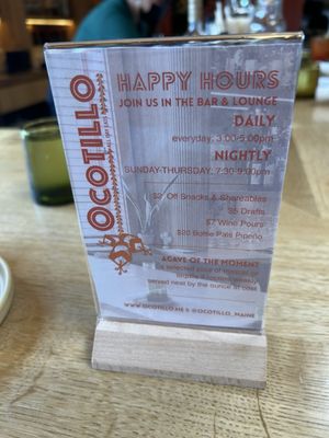 Menu photo 2 Ocotillo Portland, ME