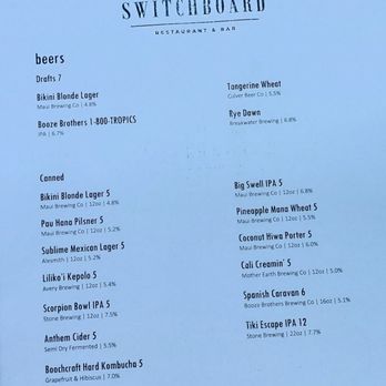 The Switchboard - Drink menu 1 - Hawaiian Near Me - Oceanside, California The Switchboard - Drink menu 1 - Hawaiian Near Me - Oceanside, California