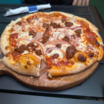 Bedouin Tent - 10" Tomato and Cheese Pitza with merguez sausage and onions - Middle Eastern Near Me - Brooklyn, New York