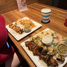 Garlic Bonfire Shrimp Kabob Plate and Chicken Kabob Plate Garlic Bonfire Shrimp Kabob Plate and Chicken Kabob Plate