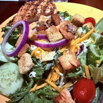 Ocean Deck - Salad with grilled salmon - Seafood Near Me - Daytona Beach, Florida Ocean Deck - Salad with grilled salmon - Seafood Near Me - Daytona Beach, Florida