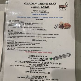 Elks Lodge - The lunch menu - Venues & Event Spaces Near Me - Garden Grove, California