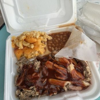 Jonesez BBQ - Combo plate, pulled pork and pulled chicken. Along with baked beans and Mac n cheese - Barbeque Near Me - Fort Myers, Florida Jonesez BBQ - Combo plate, pulled pork and pulled chicken. Along with baked beans and Mac n cheese - Barbeque Near Me - Fort Myers, Florida