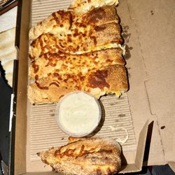 Calzone Life - Cheesy stuffed jalapeño bread with garlic dipping sauce was so good!