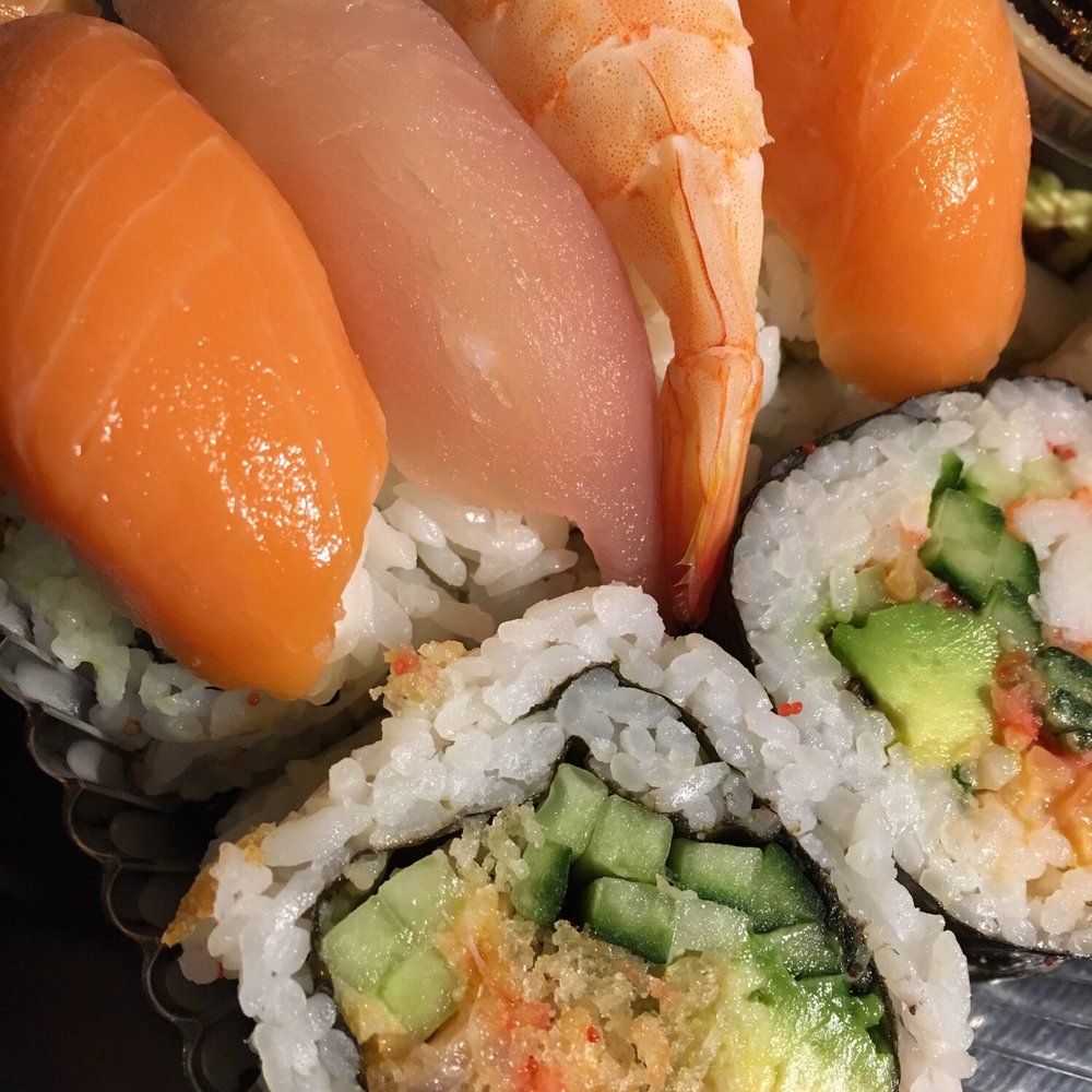 a variety of sushi rolls