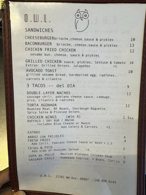 Menu photo 4 OWL Royal Oak, MI Menu photo 4 OWL Royal Oak, MI