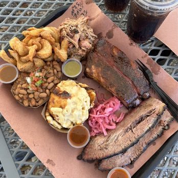 Lewis Barbecue - Brisket (Sliced), Pork Spare Ribs, Pulled Pork, Mac & Cheese, Cowboy Pinto Beans, Tallow Fries - Barbeque Near Me - Charleston, South Carolina