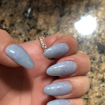 Vanity Nail & Spa - Dipping powder on natural nails, the color is like a baby blue glitter. - Nail Salons Near Me - Palmdale, California Vanity Nail & Spa - Dipping powder on natural nails, the color is like a baby blue glitter. - Nail Salons Near Me - Palmdale, California