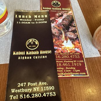 Kabul Kabab House - Menus - Afghan Near Me - Westbury, New York