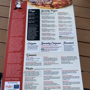 Dominic's Pizza - One side of menu - Italian Near Me - Medina, Ohio