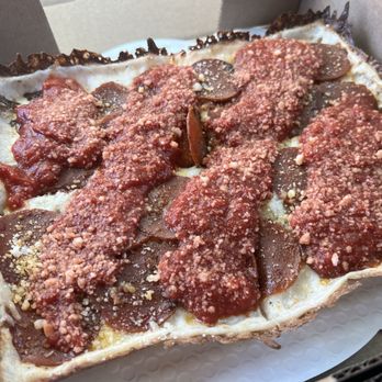 Parmagianni - Pepperoni with hot honey drizzle. - Vegan Near Me - Asbury Park, New Jersey Parmagianni - Pepperoni with hot honey drizzle. - Vegan Near Me - Asbury Park, New Jersey