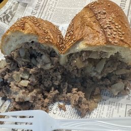Cheese steak with Cooper Sharp (front view) Cheese steak with Cooper Sharp (front view)
