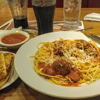 Denny's - Fav spaghetti meatballs garlic toast. diet Coke. water for the rest of the pills. just a tomato sauce with skeasoning in it. plain n good - Diners Near Me - Hebron, Indiana