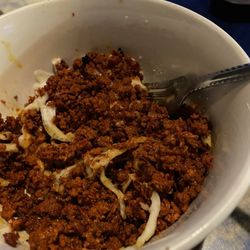 Luna Mexicana - Choriqueso? A bowl of chorizo topped with melted mozzarella.