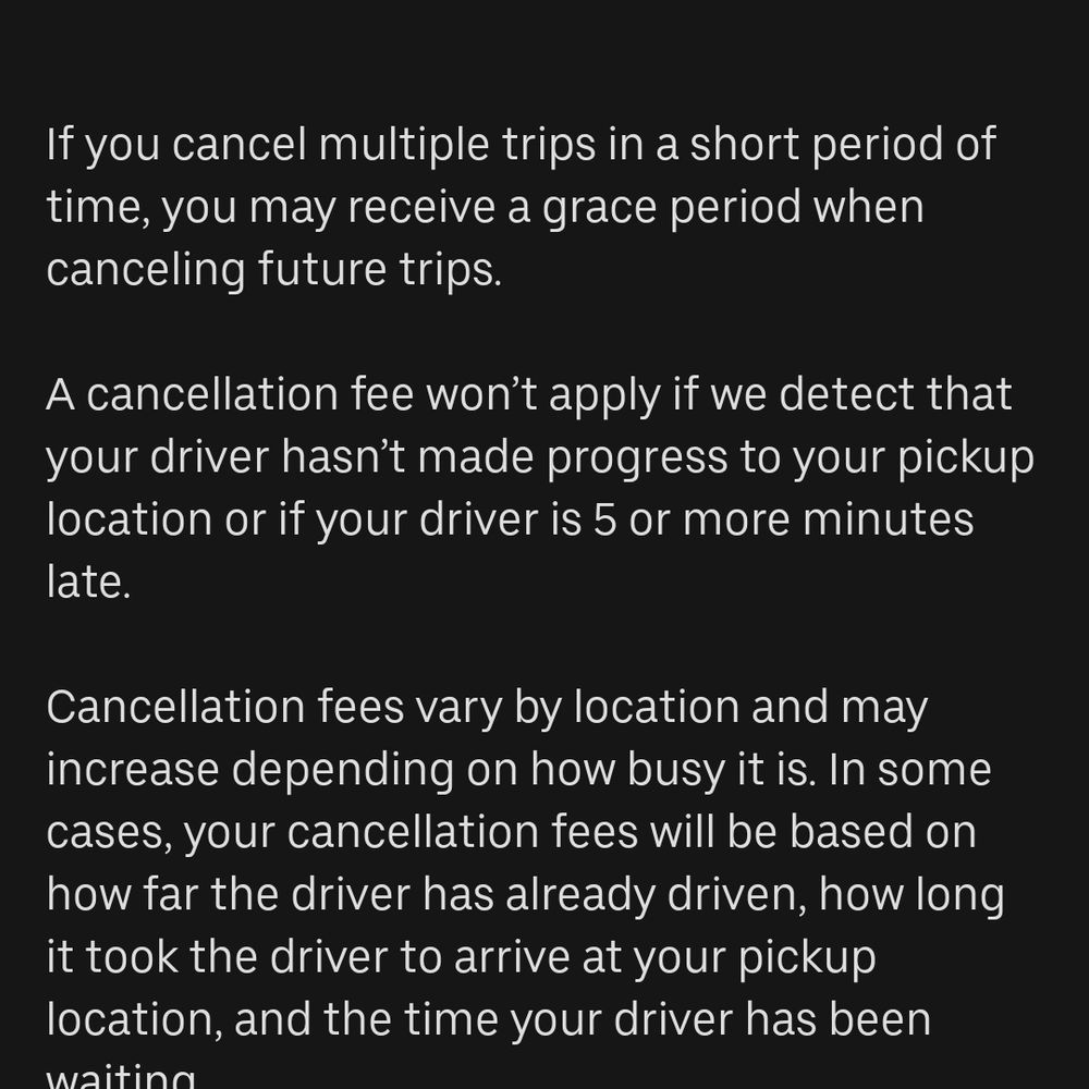 Uber - Cancelation fee won't apply if driver wasn't on route - Taxis Near Me Uber - Cancelation fee won't apply if driver wasn't on route - Taxis Near Me