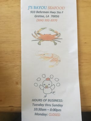 Menu photo 6 J's Bayou Seafood Gretna, LA Menu photo 6 J's Bayou Seafood Gretna, LA