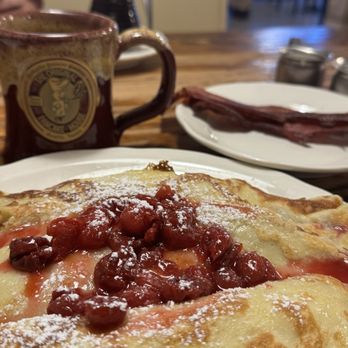 The Original Pancake House - Cherry crepes with a side of bacon - Scandinavian Near Me - Austin, Texas The Original Pancake House - Cherry crepes with a side of bacon - Scandinavian Near Me - Austin, Texas