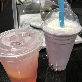 Cafe Moment - rose 6 (left), taro bubble flake (right) - Desserts Near Me - Chantilly, Virginia
